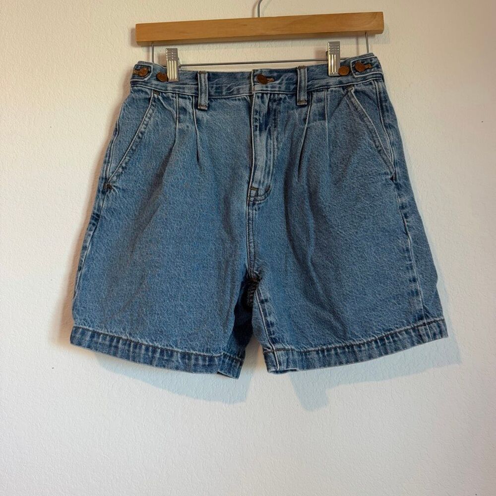 Madewell Medium Wash Blue Denim High Rise Pleated Culotte Shorts Women's Size 27